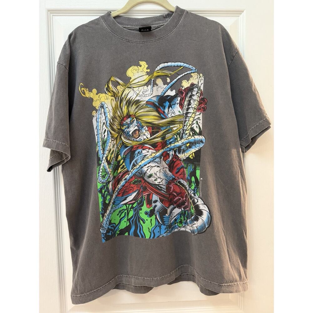 MASK AND DISGUISE OMEGA RED T SHIRT SIZE LARGE / L TEE SHIRT GRAY COMIC
